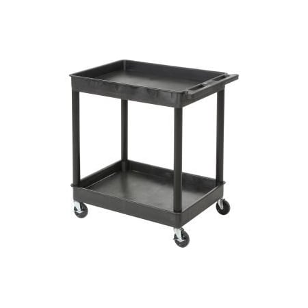 Luxor Luxor STC11 Tray Top Shelf 2 Shelf Plastic Utility Cart 24x18 4 Casters STC11-B